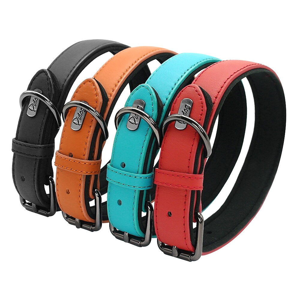 Didog Leather Dog Neoprene Padded Pet Collar Leash