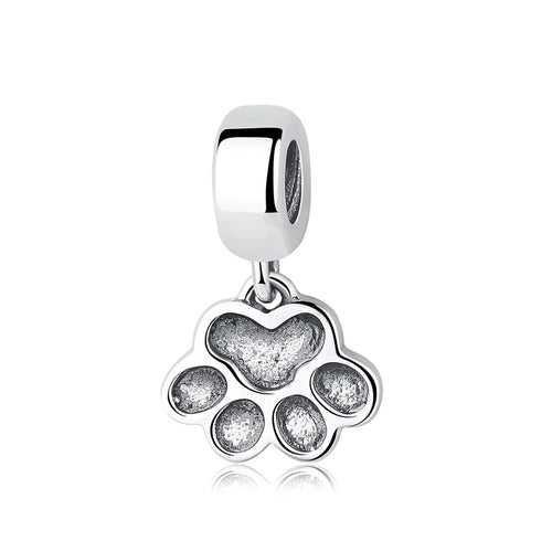 Original 925 Sterling Silver Charms Love Pets Dog Cat Paw Print