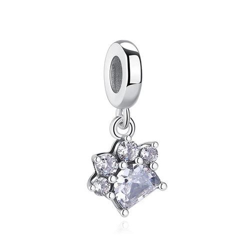 Original 925 Sterling Silver Charms Love Pets Dog Cat Paw Print