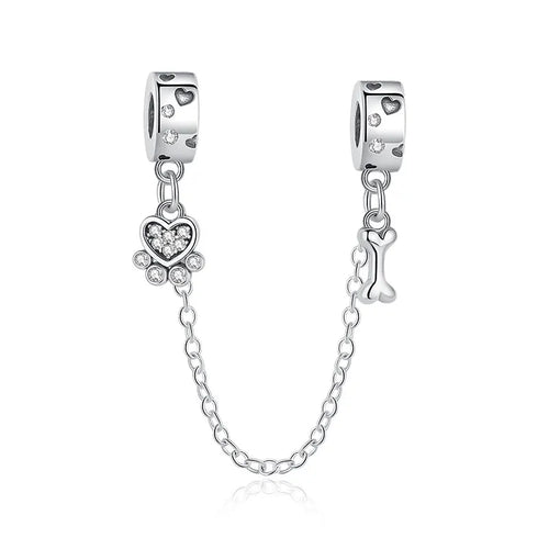 Original 925 Sterling Silver Charms Love Pets Dog Cat Paw Print