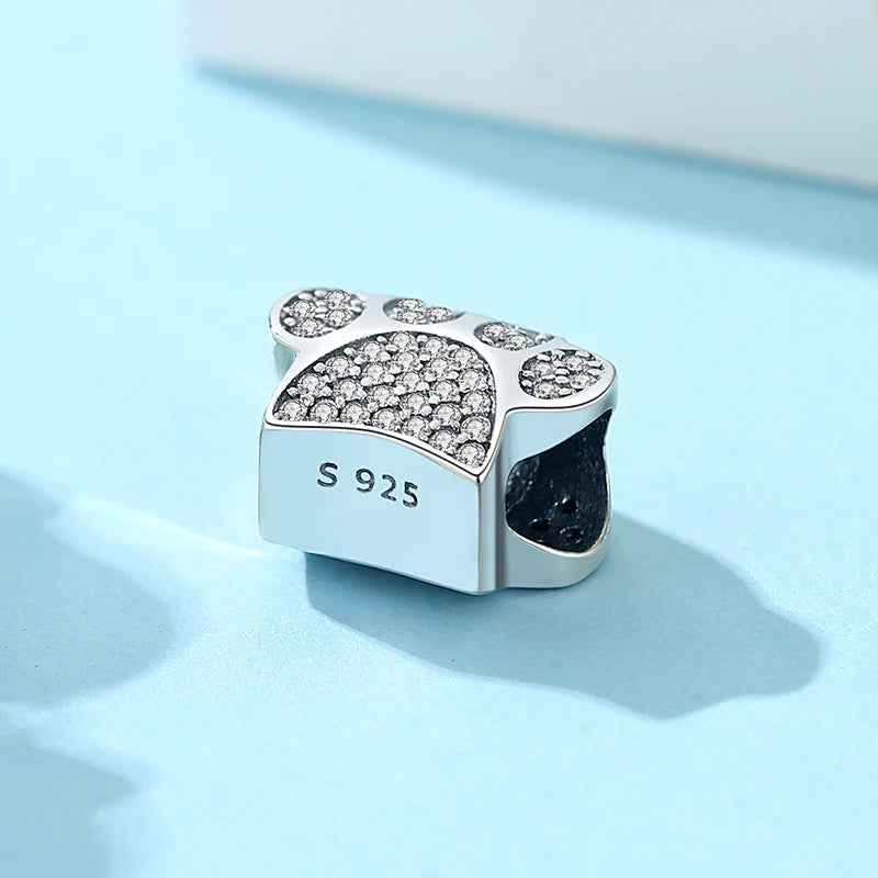 Original 925 Sterling Silver Charms Love Pets Dog Cat Paw Print