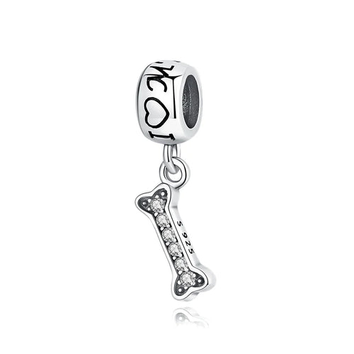 Original 925 Sterling Silver Charms Love Pets Dog Cat Paw Print